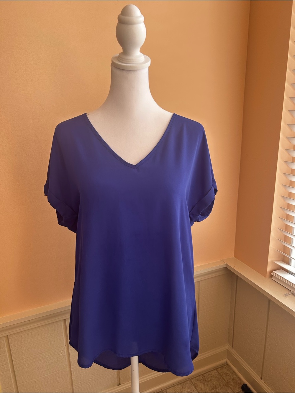 Candie's Royal Blue V-Neck Short Sleeve Blouse